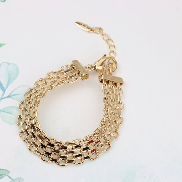 "Rose Gold Plated Multi-Link Chain Bracelet, XPBL0860 - Picture 3 of 12